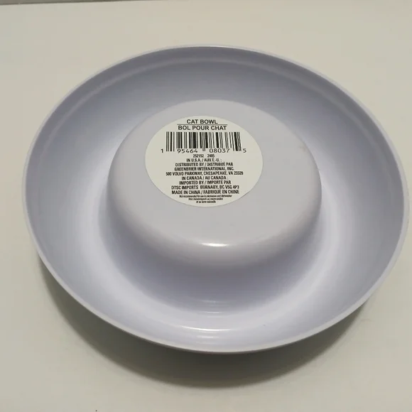 Cat Bowl with Fun Design - White and Teal - Picture 3 of 4